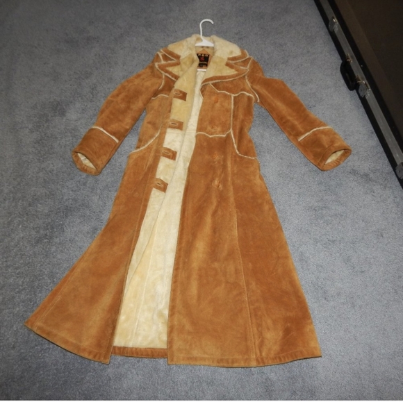 Vintage Jackets & Blazers - Vintage Suede Shearling Patchwork Leather Penny Lane Maxi Coat 11